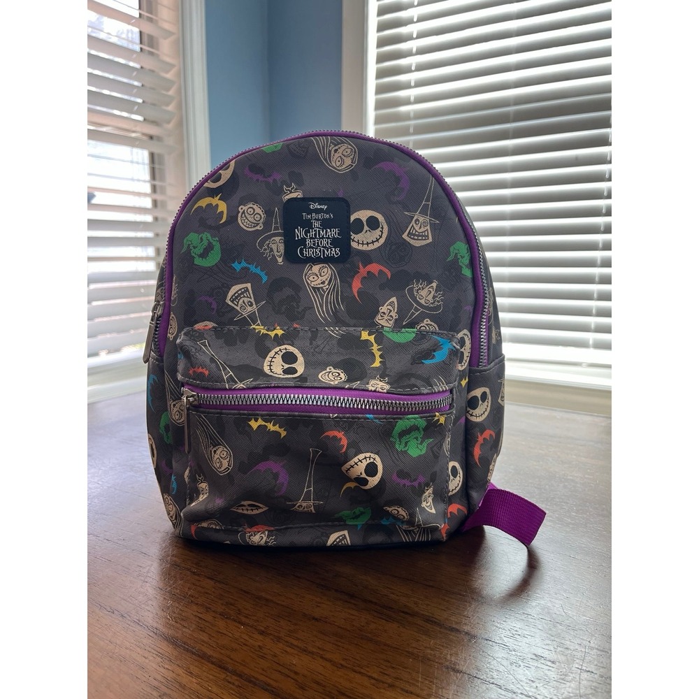 Disney Nightmare Before Christmas Mini Backpack Jack Skellington Grey Purple